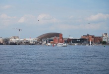 Auf dem Weg zu Cardiff Bay mit dem Wassertaxi